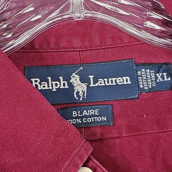 Polo Ralph Lauren Shirt Oxford Men's XL Solid Berry LS Blaire Button Down - Picture 4 of 11